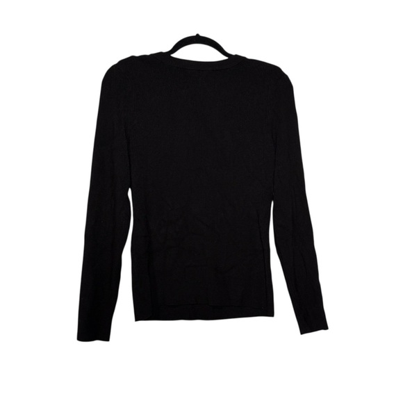 White House Black Market Crewneck Sweater Button Shoulder Black Size Large - Picture 2 of 10